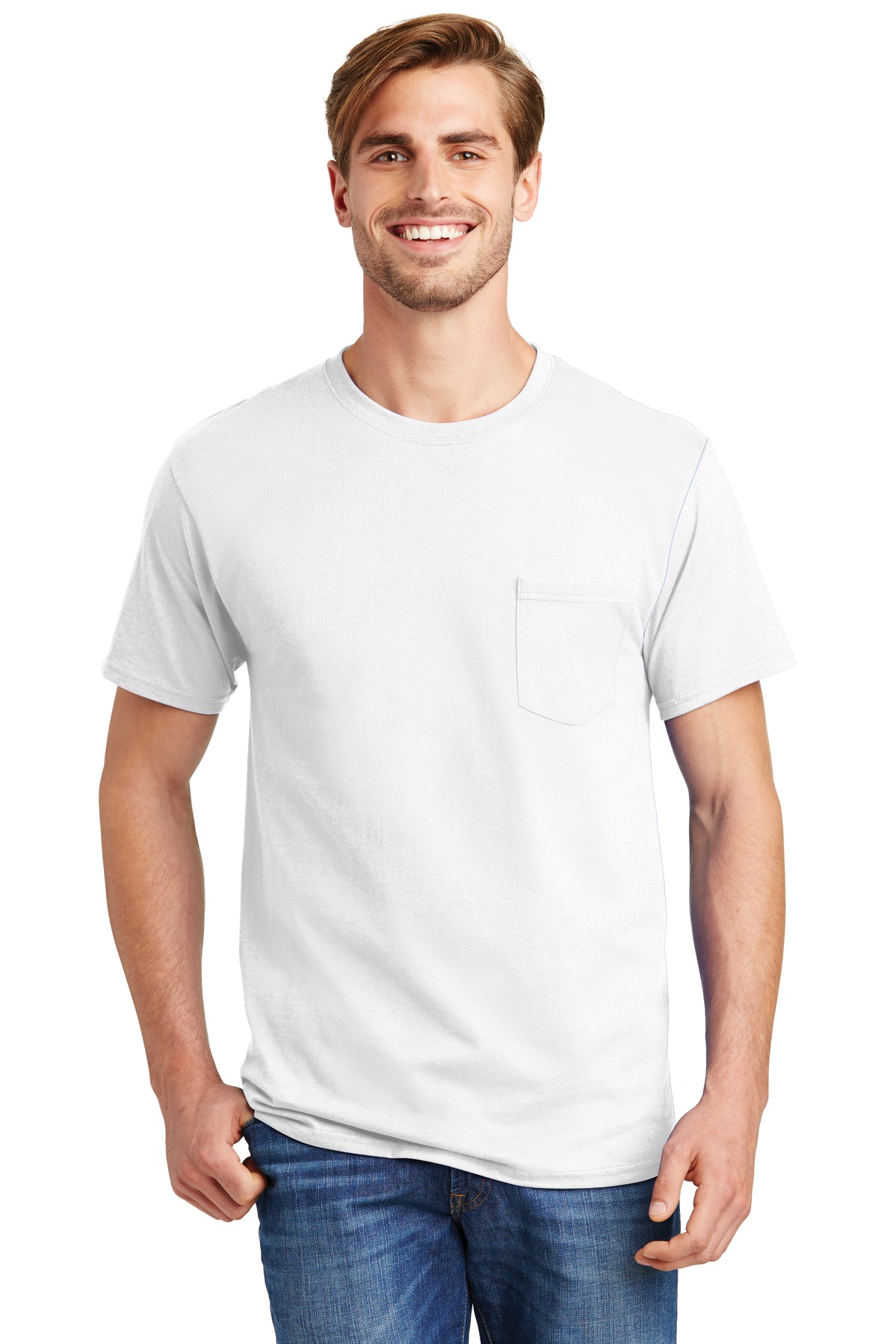 Hanes &#174;  - Authentic 100%  Cotton T-Shirt with Pocket.  5590