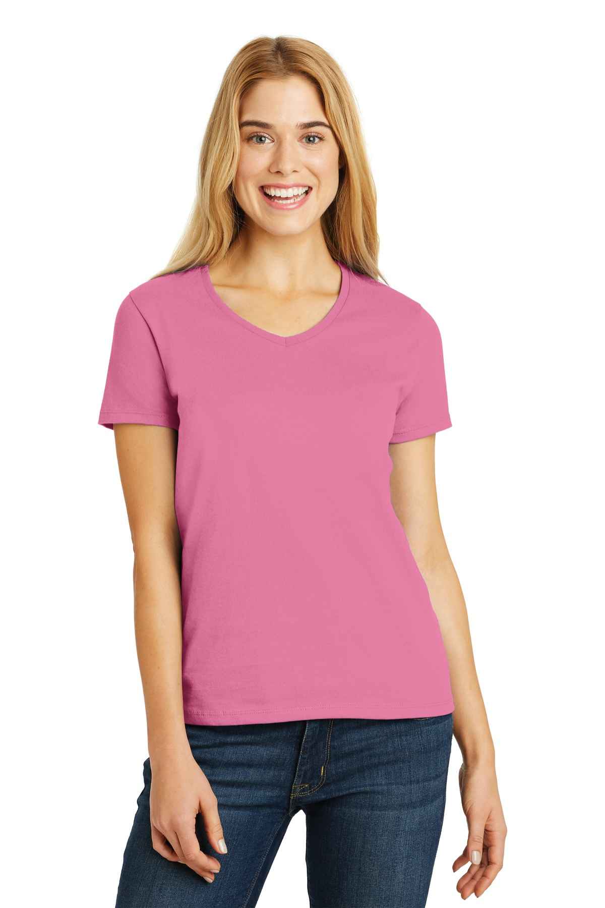  DISCONTINUED  Hanes &#174;  Ladies ComfortSoft &#174;  V-Neck Tee. 5780