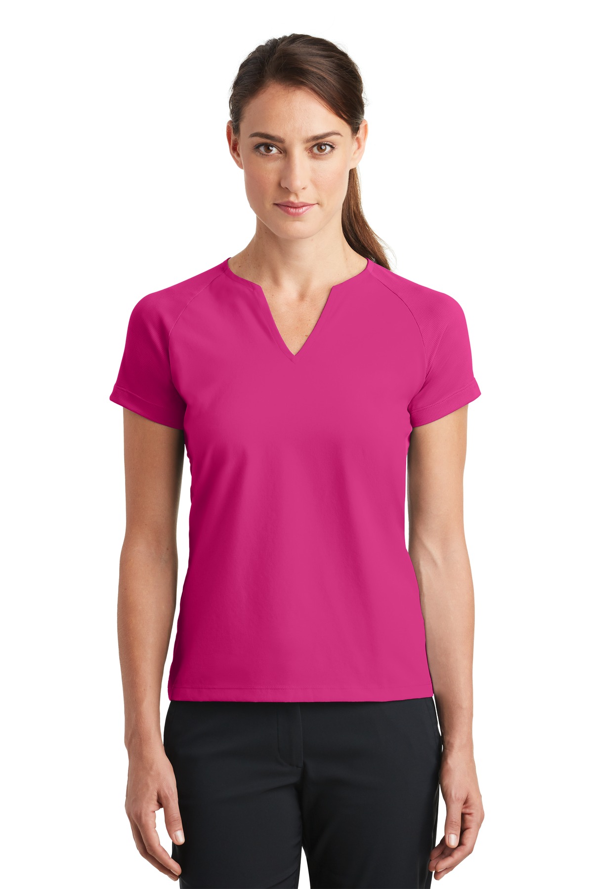  DISCONTINUED  Nike Ladies Dri-FIT Stretch Woven V-Neck Top. 838960