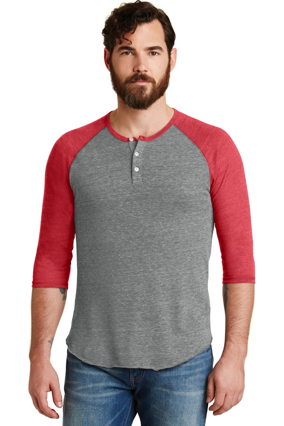  DISCONTINUED  Alternative Eco-Jersey &#153;  3/4-Sleeve Raglan Henley. AA1989