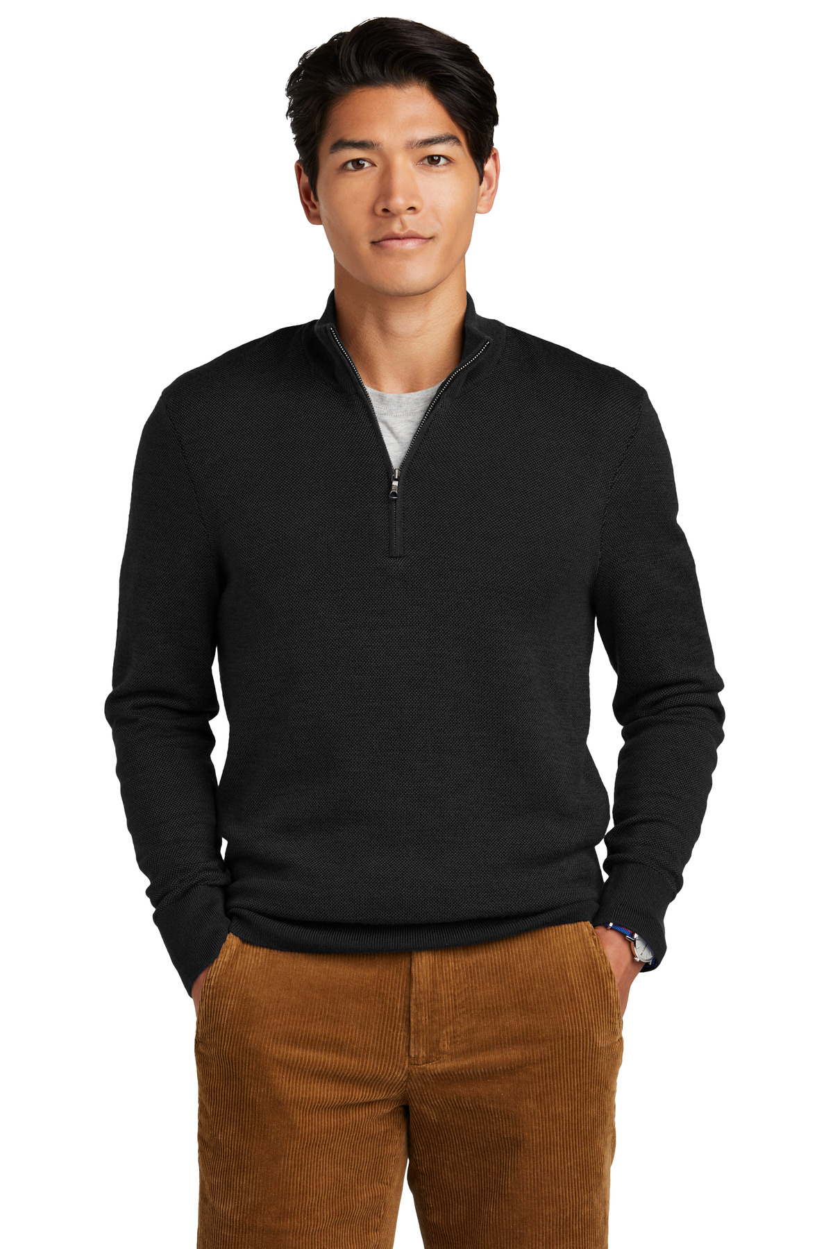 Brooks Brothers &#174;  Washable Merino Birdseye 1/4-Zip Sweater BB18412