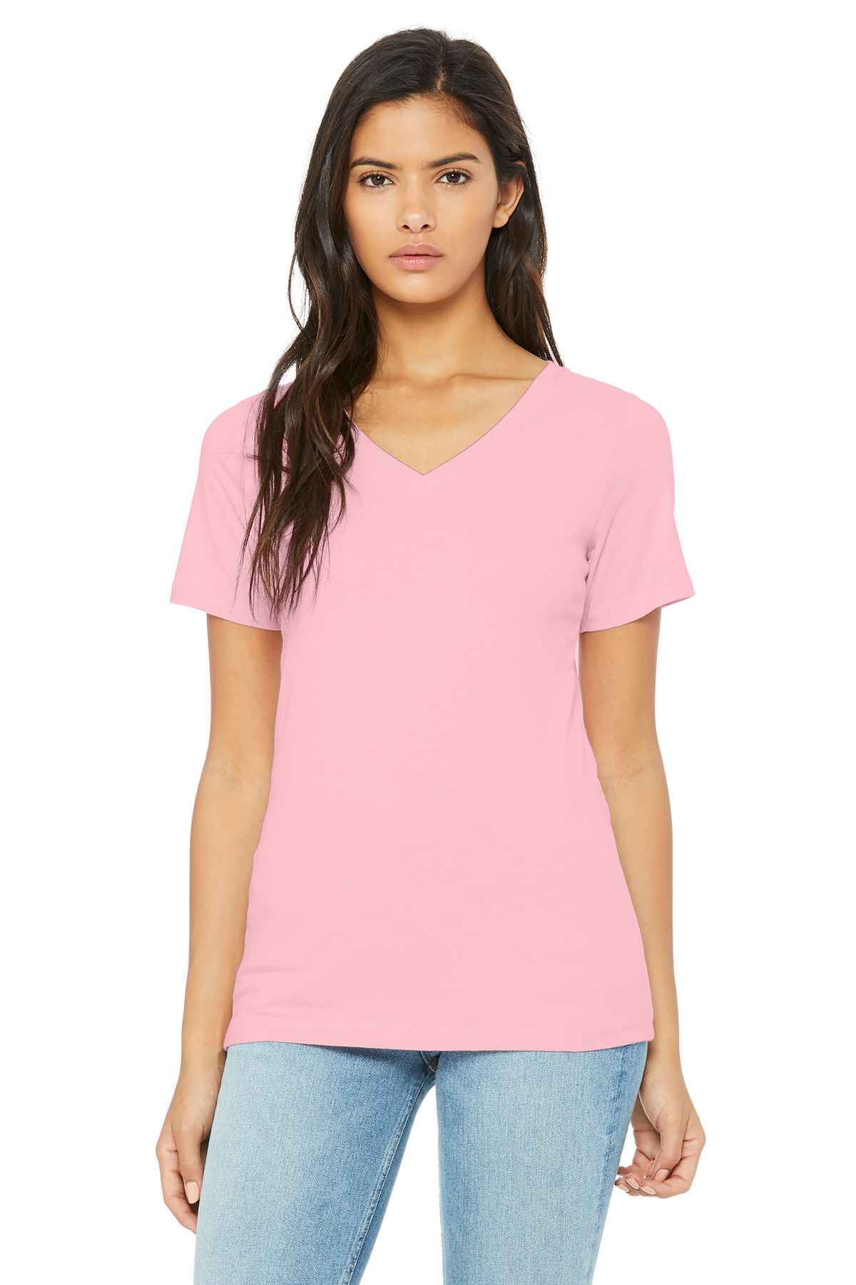 BELLA+CANVAS  &#174;  Women's Relaxed Jersey Short Sleeve V-Neck Tee. BC6405