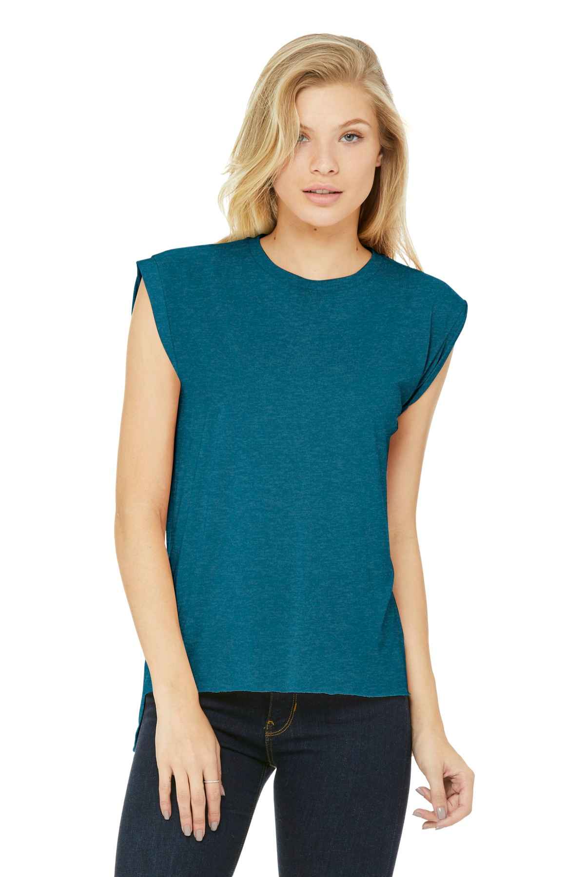  DISCONTINUED  BELLA+CANVAS  &#174;  Women's Flowy Muscle Tee With Rolled Cuffs. BC8804