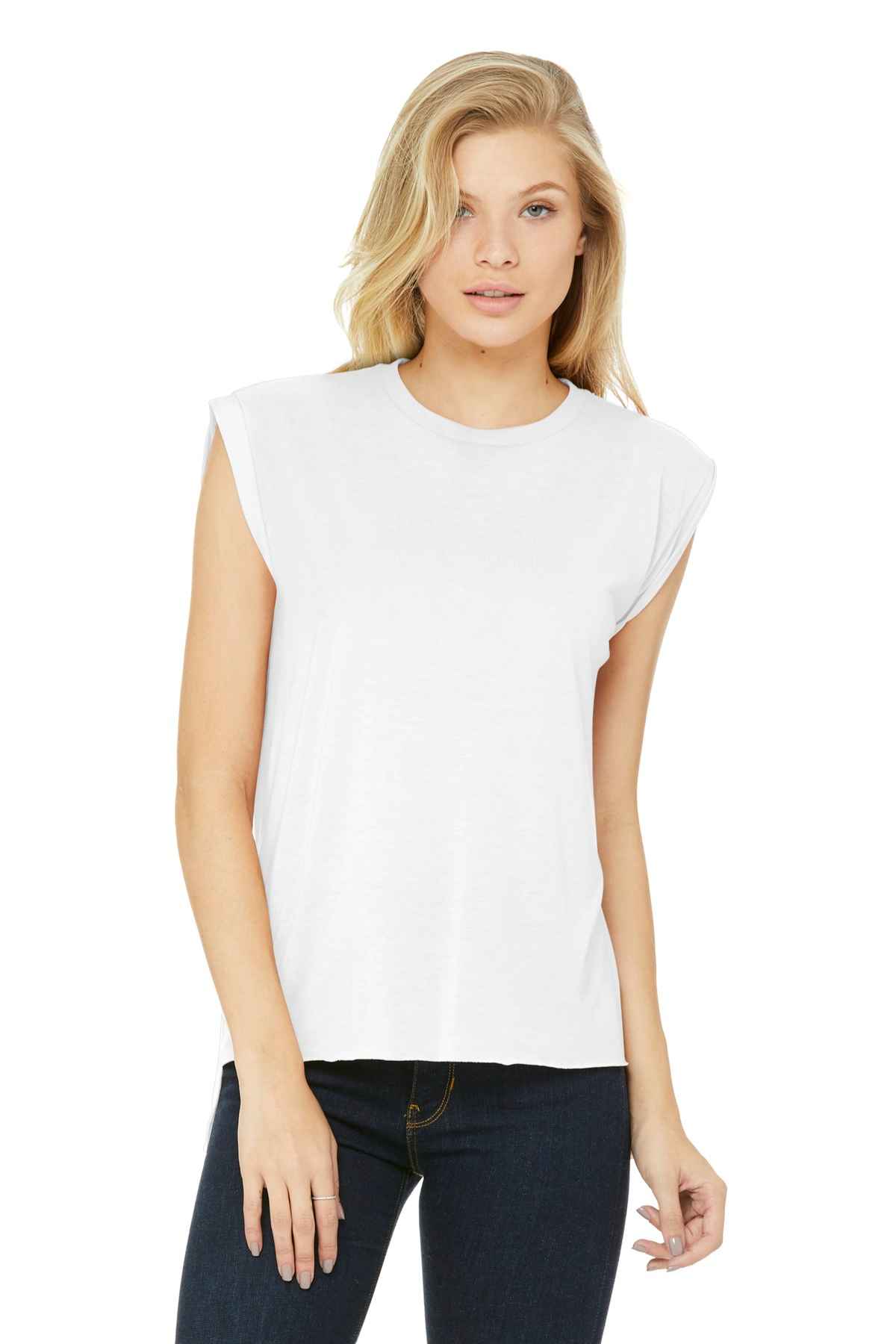 DISCONTINUED  BELLA+CANVAS  &#174;  Women's Flowy Muscle Tee With Rolled Cuffs. BC8804