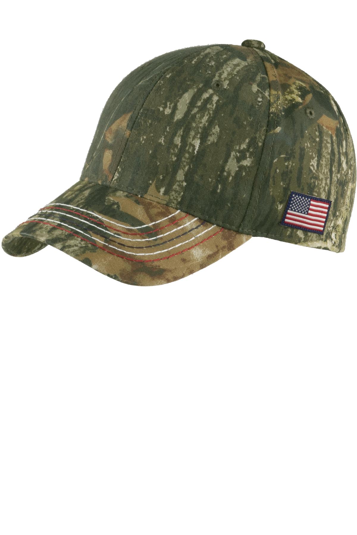 Port & Co &#153;  Americana Contrast Stitch Camouflage Cap. C909
