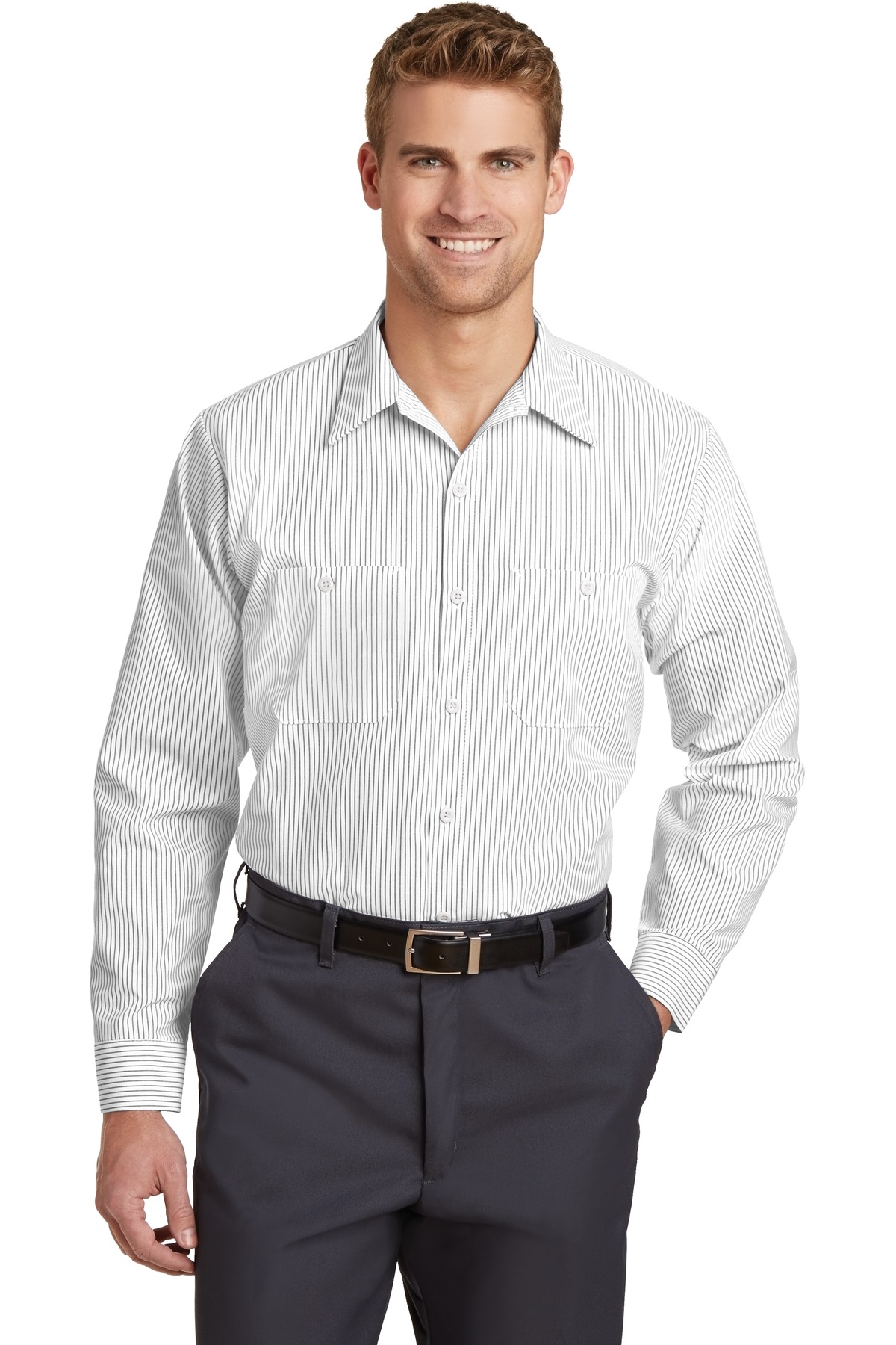 Red Kap &#174;  Long Sleeve Striped Industrial Work Shirt.  CS10