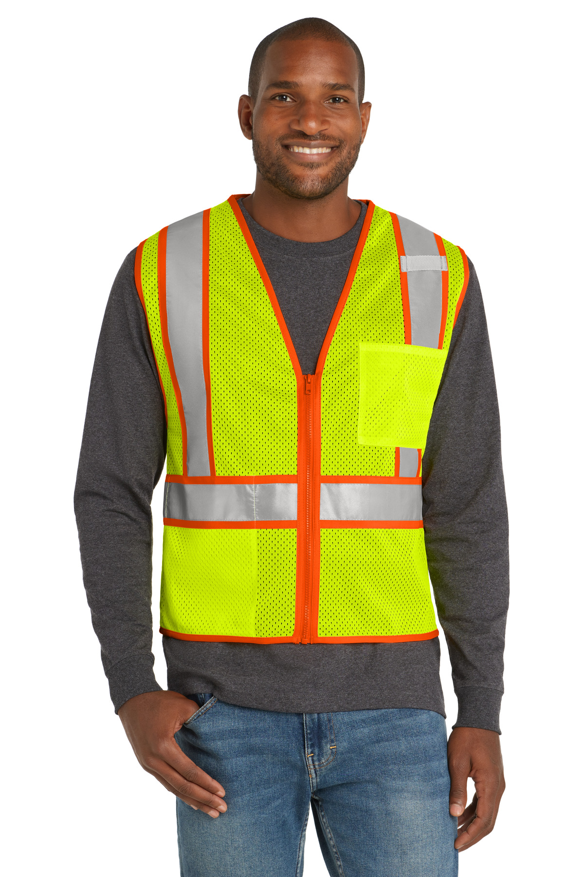 CornerStone  &#174;  ANSI 107 Class 2 Mesh Zippered Two-Tone Vest. CSV103