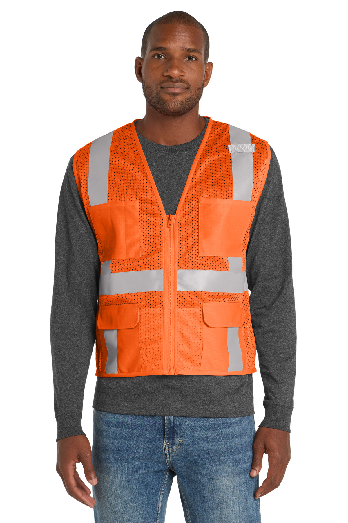 CornerStone  &#174;  ANSI 107 Class 2 Mesh Six-Pocket Zippered Vest. CSV104