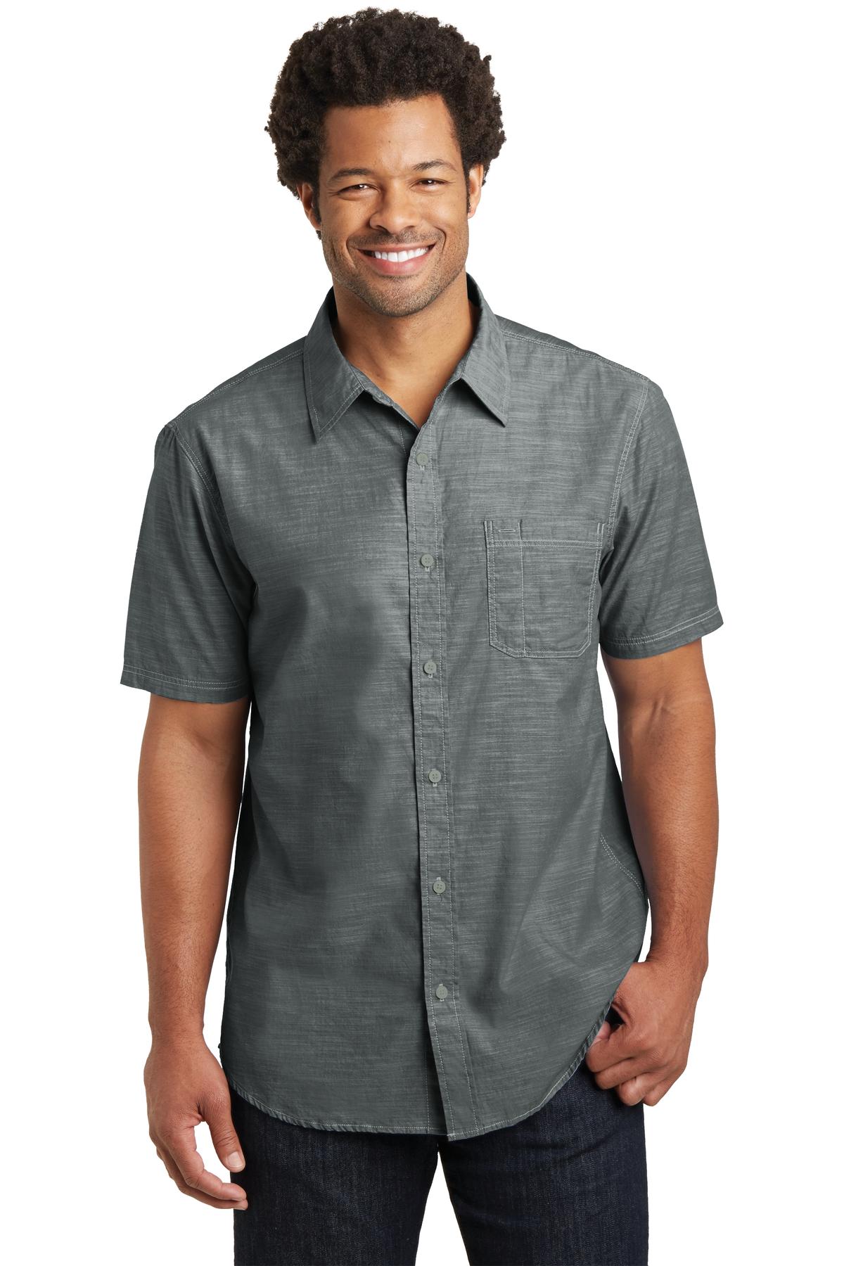  DISCONTINUED  District Made &#174;  Mens Short Sleeve Washed Woven Shirt. DM3810