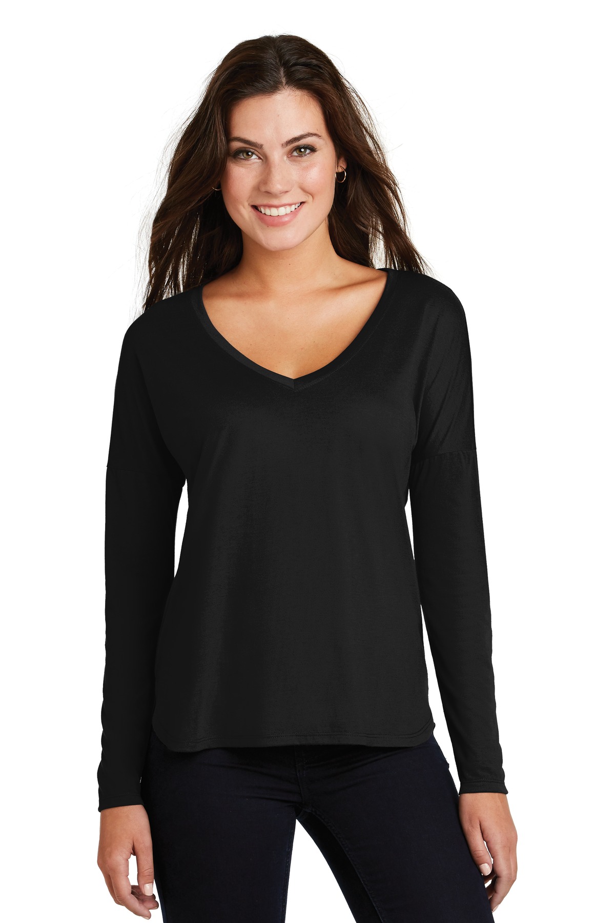  DISCONTINUED  District  &#174;  Women's Drapey Long Sleeve Tee. DM413