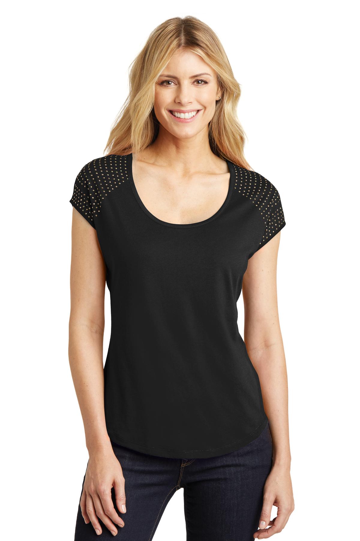  DISCONTINUED  District Made &#174;  Ladies 60/40 Bling Tee. DM424