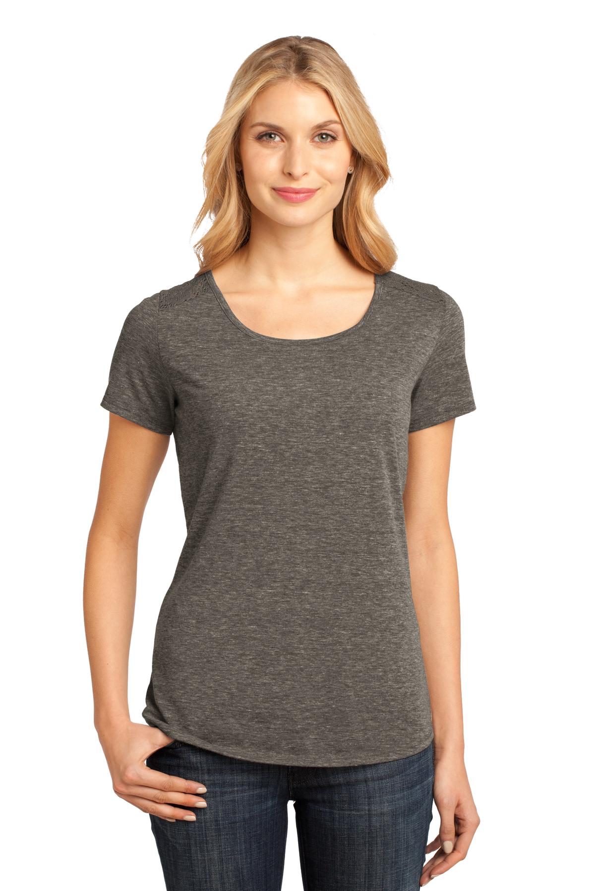  DISCONTINUED District Made &#174;  - Ladies Tri-Blend Lace Tee. DM441