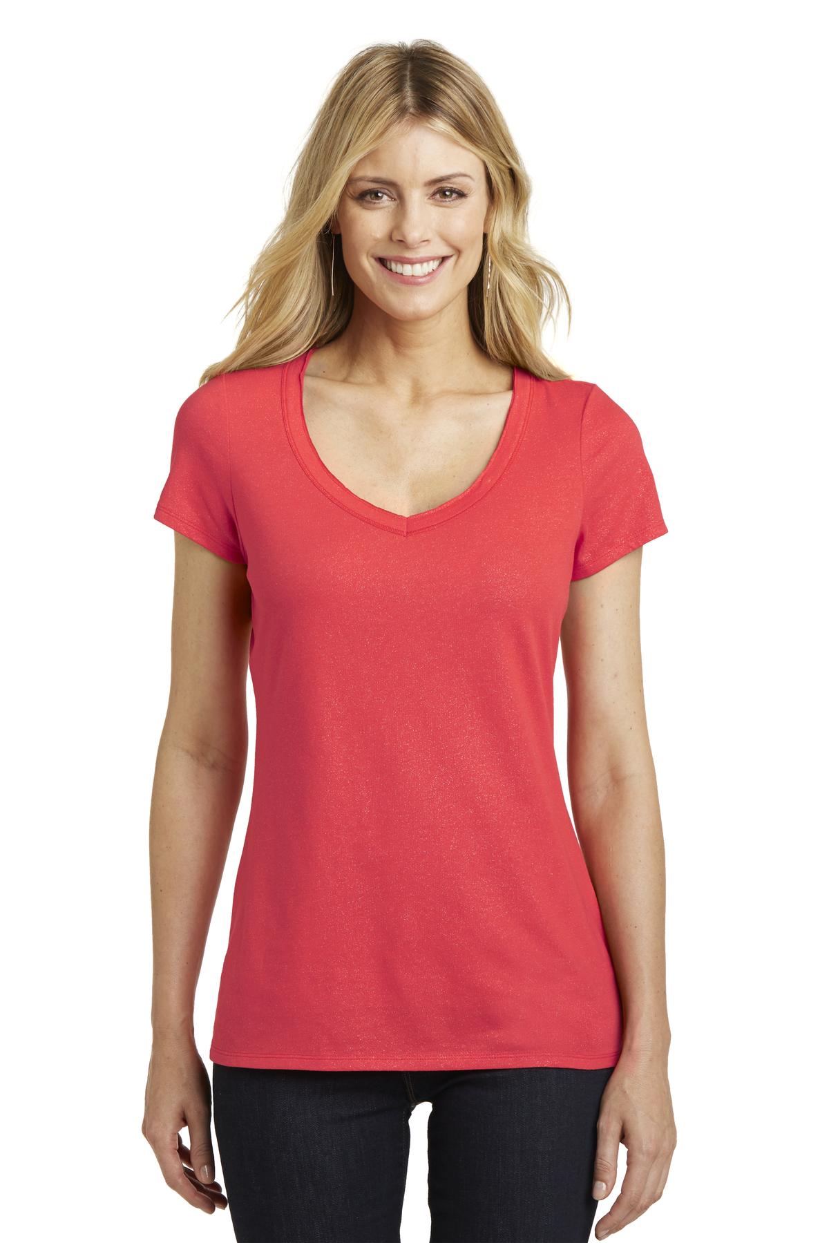  DISCONTINUED  District Made &#174;  Ladies Shimmer V-Neck Tee. DM456