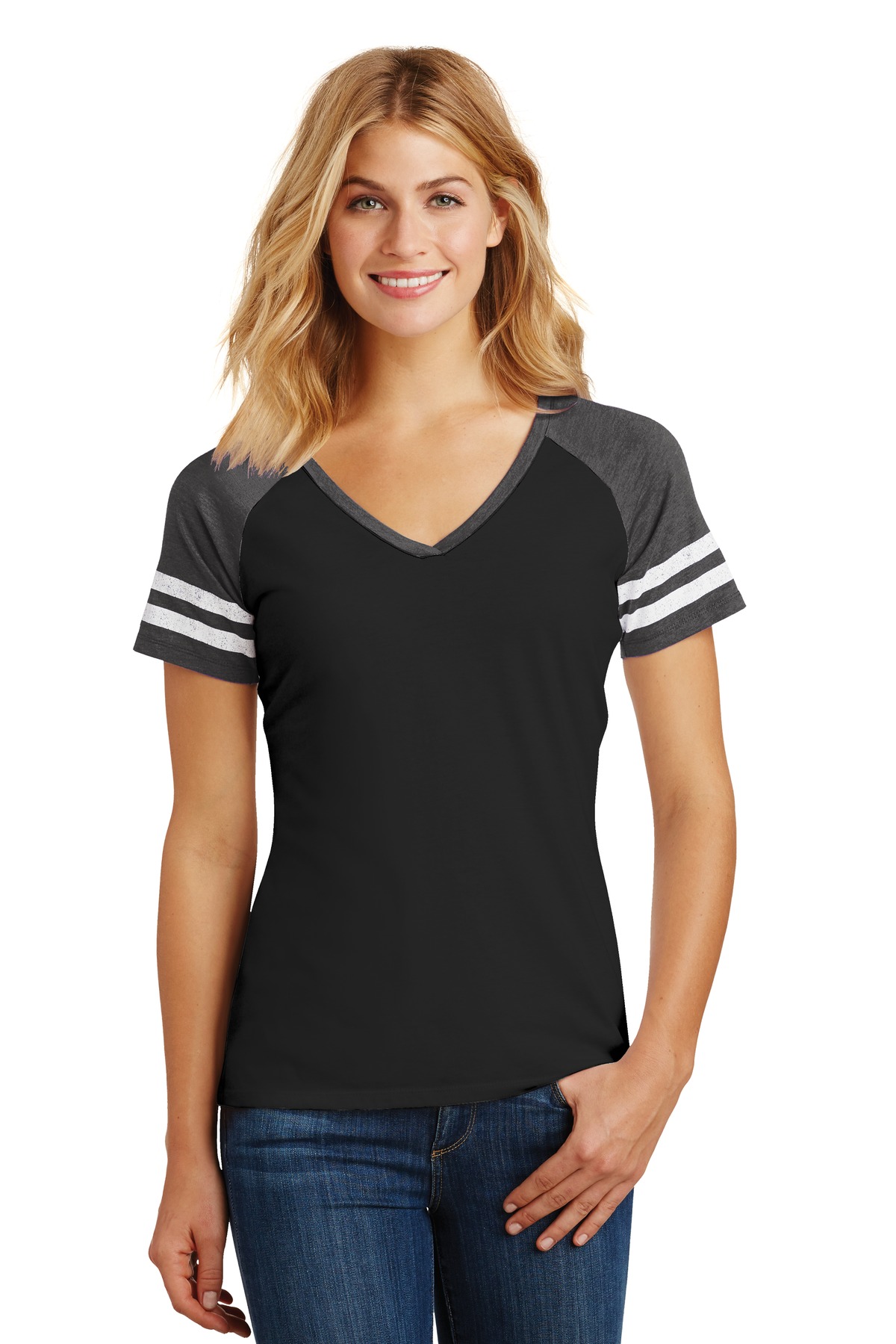 District  &#174;  Women's Game V-Neck Tee. DM476