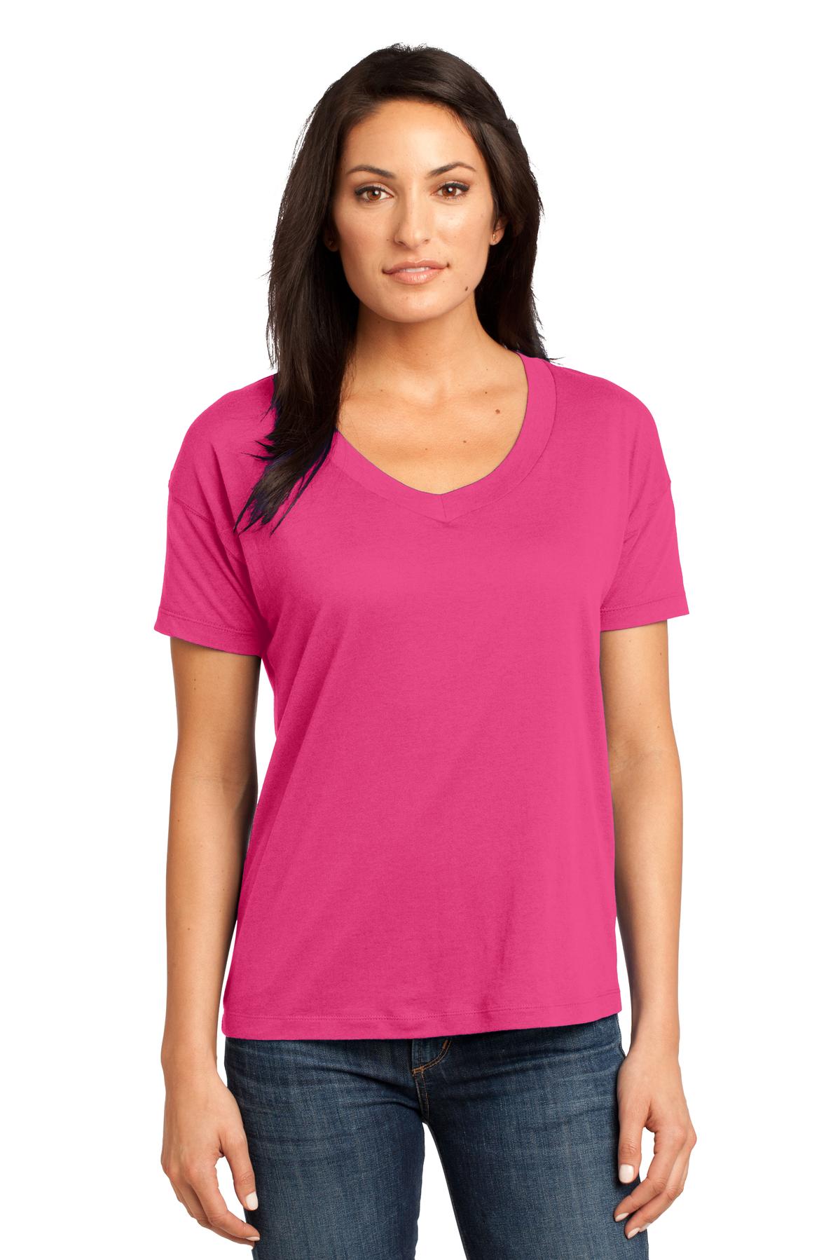  DISCONTINUED  District Made &#174;  - Ladies Modal Blend Relaxed V-Neck Tee. DM480