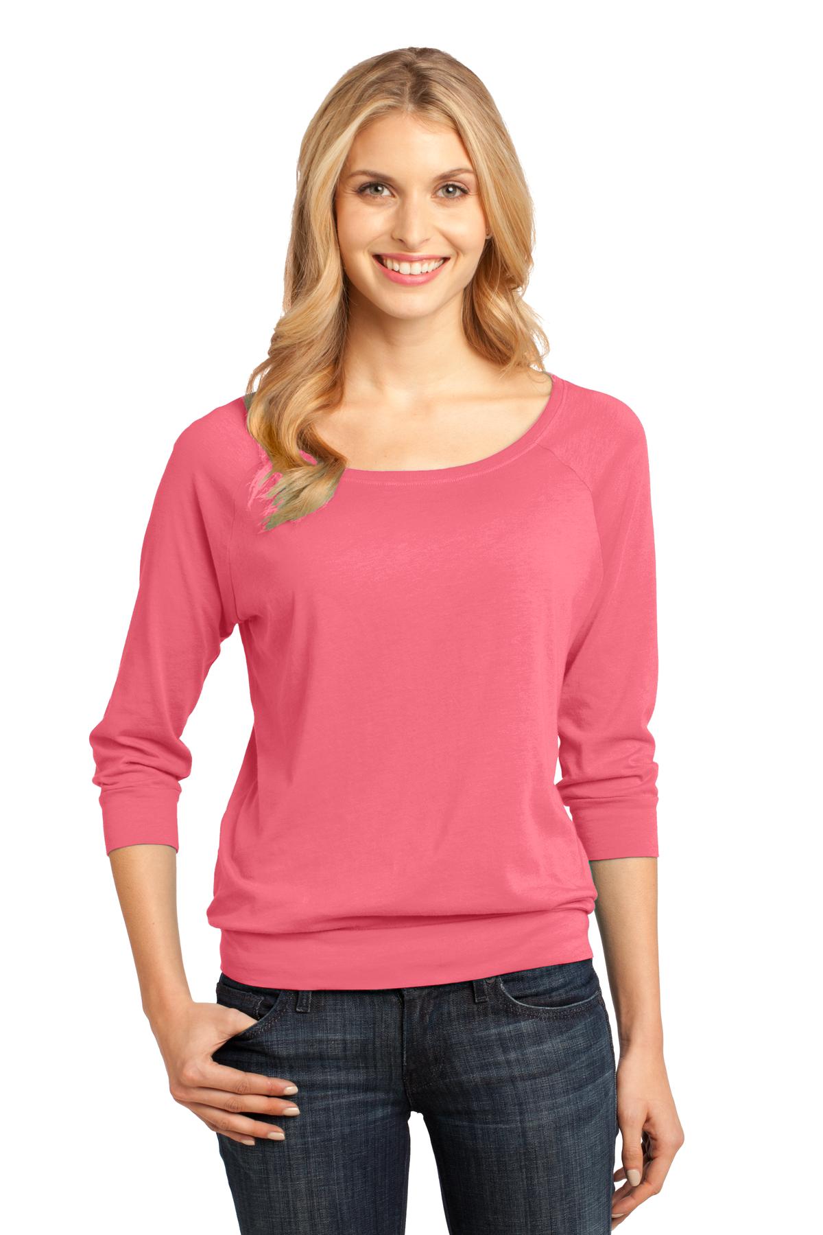  DISCONTINUED  District Made &#174;  - Ladies Modal Blend 3/4-Sleeve Raglan DM482