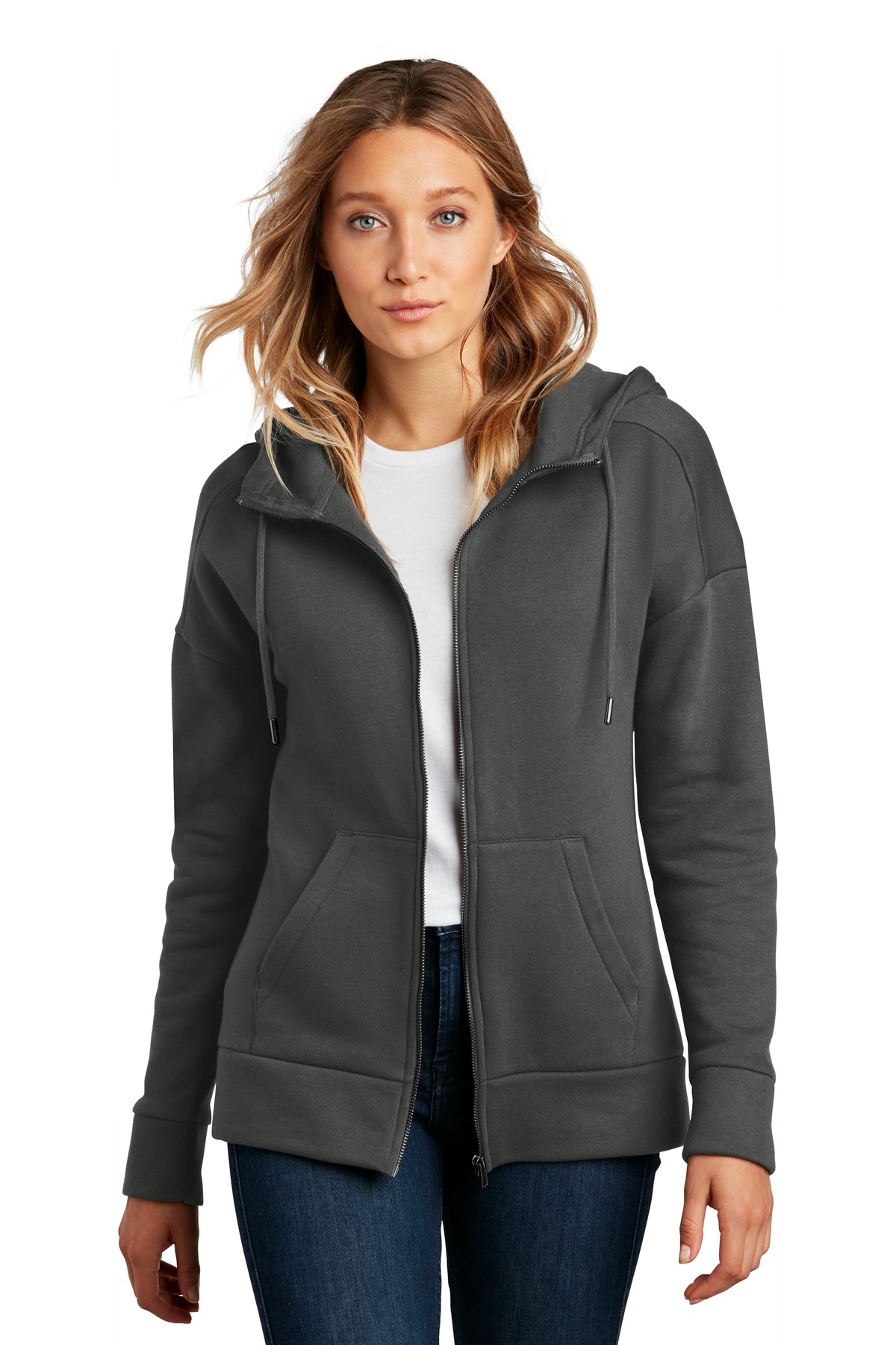 District  &#174;  Women's Perfect Weight  &#174;  Fleece Drop Shoulder Full-Zip Hoodie DT1104