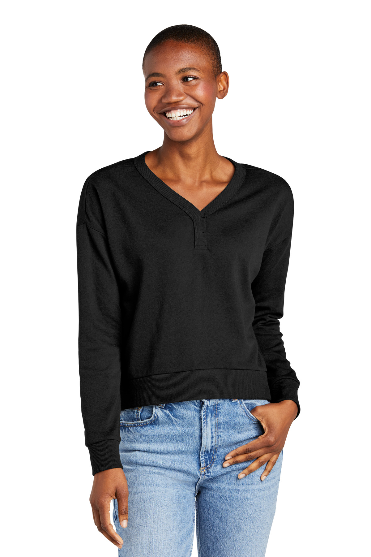 District &#174;  Women's Perfect Tri &#174;  Fleece V-Neck Sweatshirt DT1312