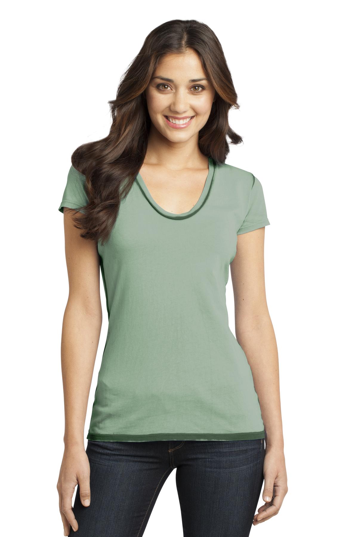  DISCONTINUED  District &#174;  - Juniors Faded Rounded Deep V-Neck Tee. DT2202