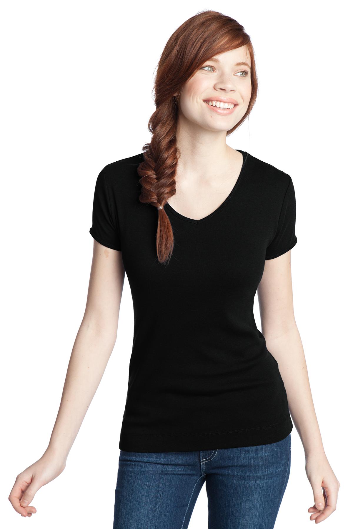  DISCONTINUED  District &#174;  - Juniors 1x1 Rib V-Neck Tee. DT234V