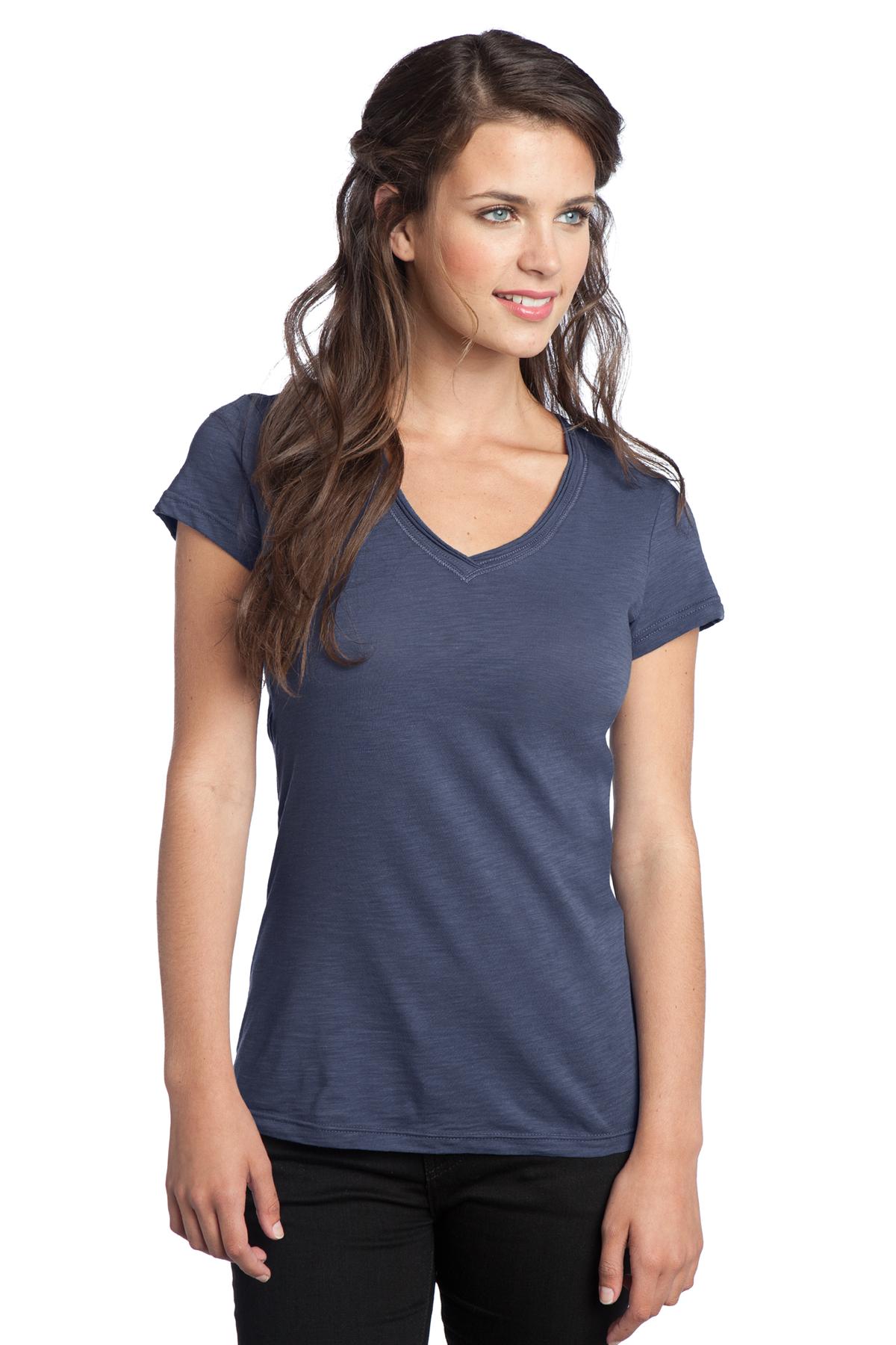  DISCONTINUED  District &#174;  Juniors Slub V-Neck Tee. DT240