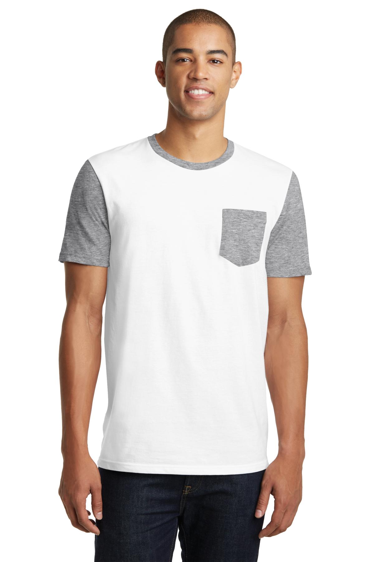  DISCONTINUED  District &#174;  Young Mens Very Important Tee &#174;  with Contrast Sleeves and Pocket. DT6000SP