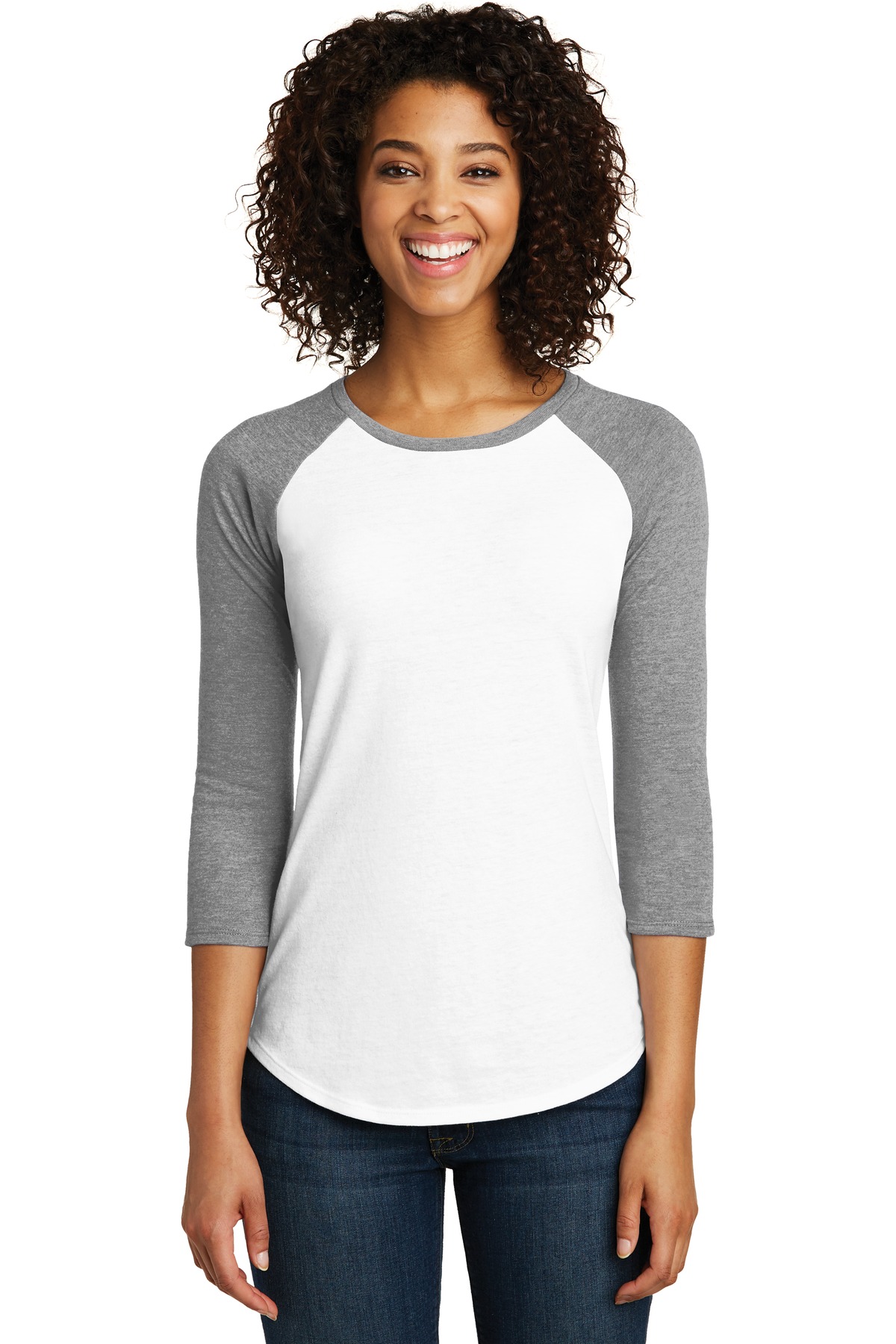  DISCONTINUED  District &#174;  Women's Fitted Very Important Tee &#174;  3/4-Sleeve Raglan. DT6211