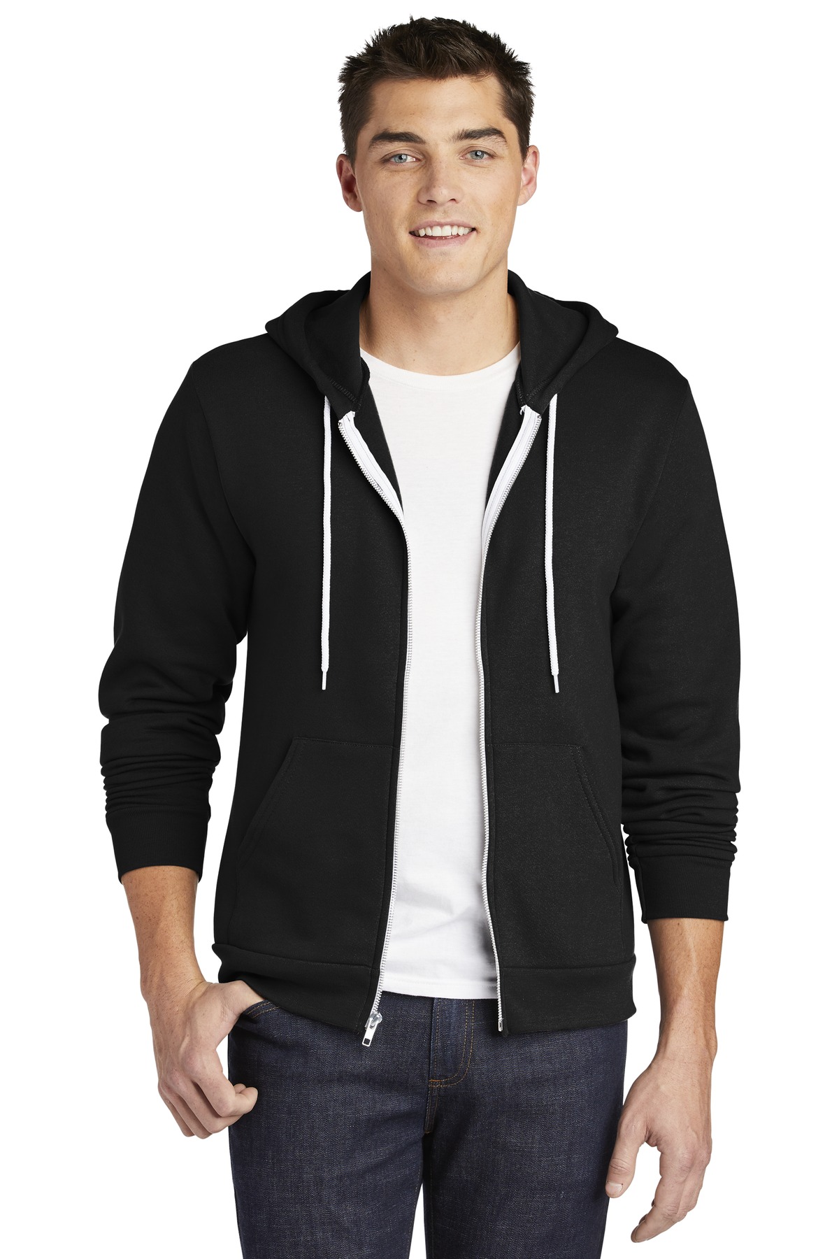  DISCONTINUED  American Apparel  &#174;  USA Collection Flex Fleece Zip Hoodie. F497