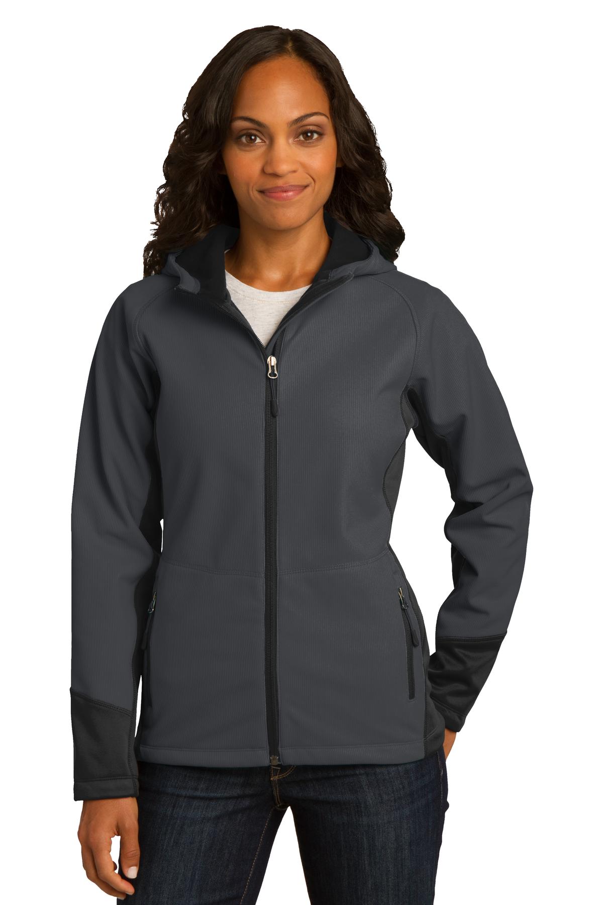 DISCONTINUED  Port Authority &#174;  Ladies Vertical Hooded Soft Shell Jacket. L319