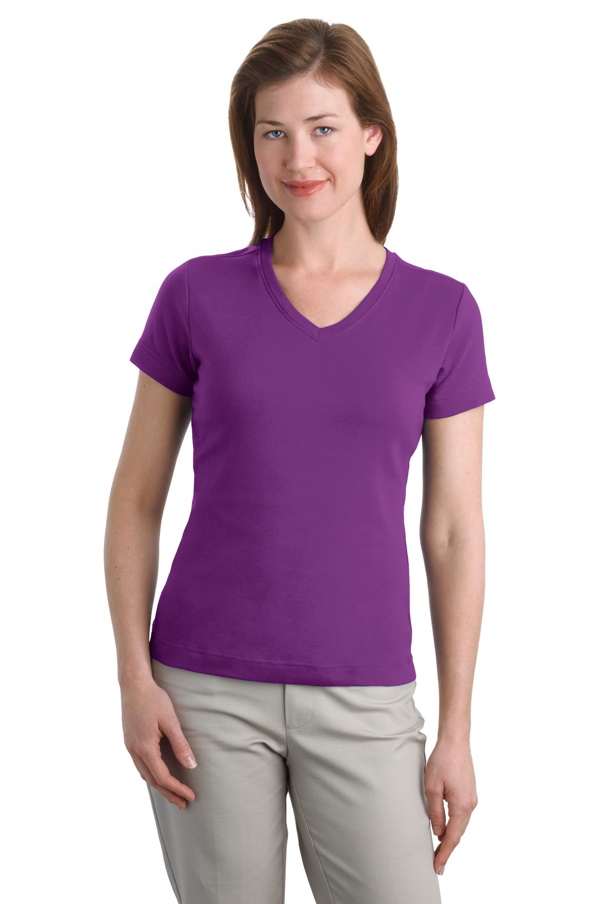  DISCONTINUED  Port Authority &#174;  Ladies Modern Stretch Cotton V-Neck Shirt. L516V