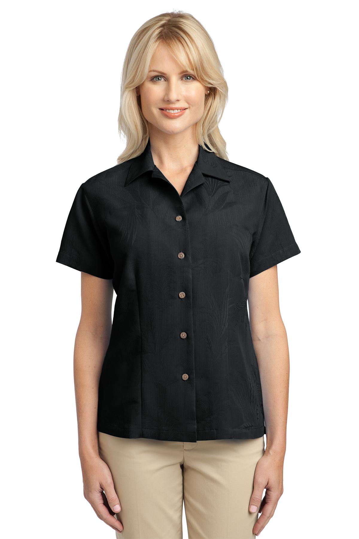  DISCONTINUED  Port Authority &#174;  Ladies Patterned Easy Care Camp Shirt. L536