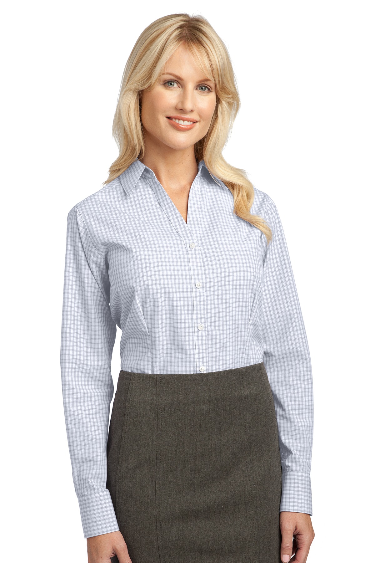  DISCONTINUED  Port Authority &#174;  Ladies Plaid Pattern Easy Care Shirt. L639