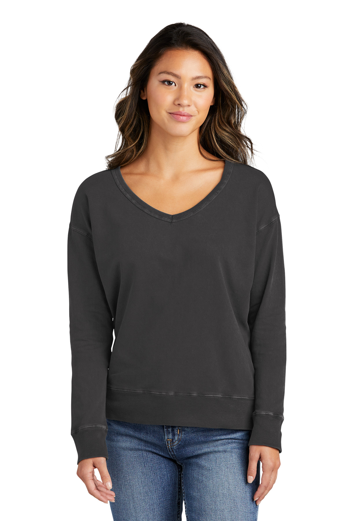 Port & Co &#153;  Women's Beach Wash &#174;  Garment-Dyed V-Neck Sweatshirt LPC098V
