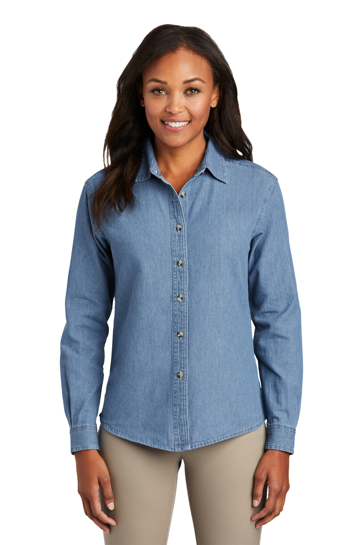 Port & Co &#153;  Women's Long Sleeve Value Denim Shirt.  LSP10