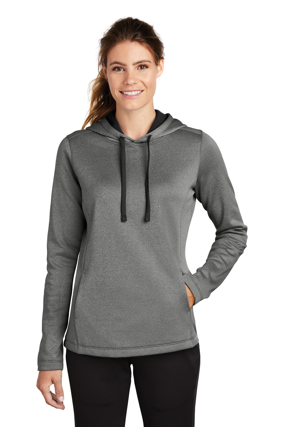 Sport-Tek  &#174;  Women's PosiCharge  &#174;  Sport-Wick  &#174;  Heather Fleece Hooded Pullover. LST264