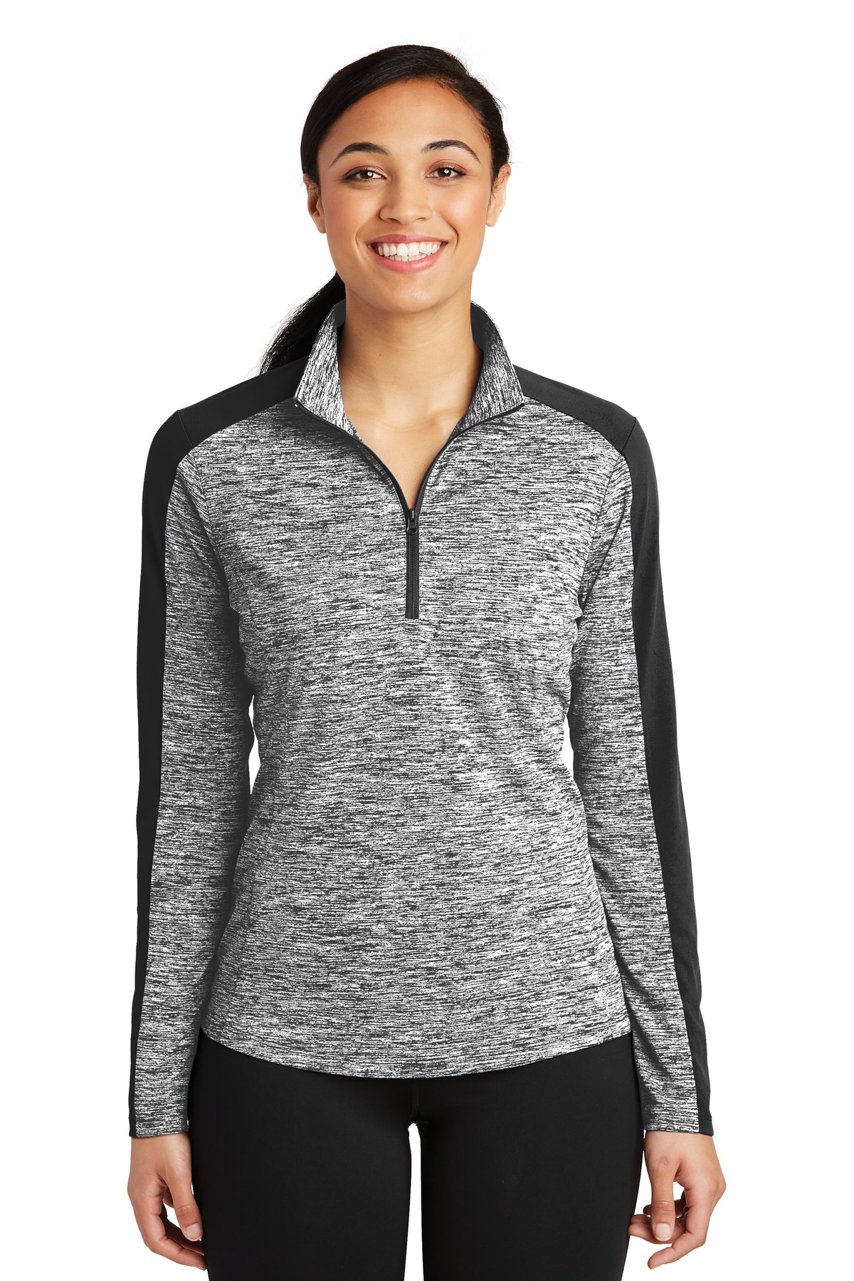 Sport-Tek &#174;  Women's PosiCharge &#174;  Electric Heather Colorblock 1/4-Zip Pullover. LST397