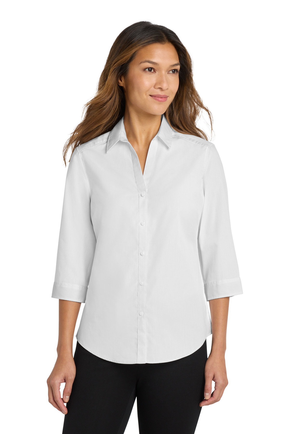 Port Authority &#174;  Women's 3/4-Sleeve Carefree Poplin Shirt. LW102