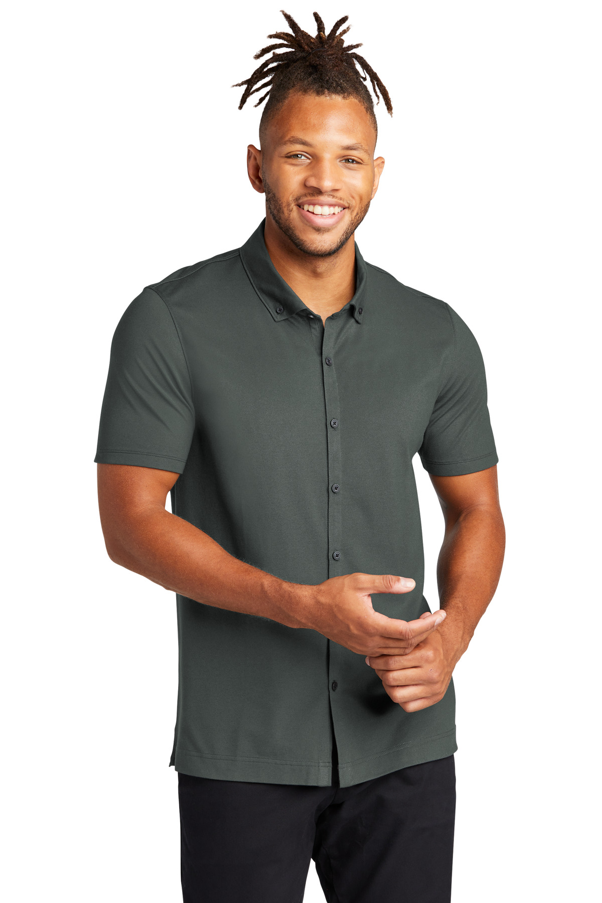 Mercer+Mettle &#174;  Stretch Pique Full-Button Polo MM1006