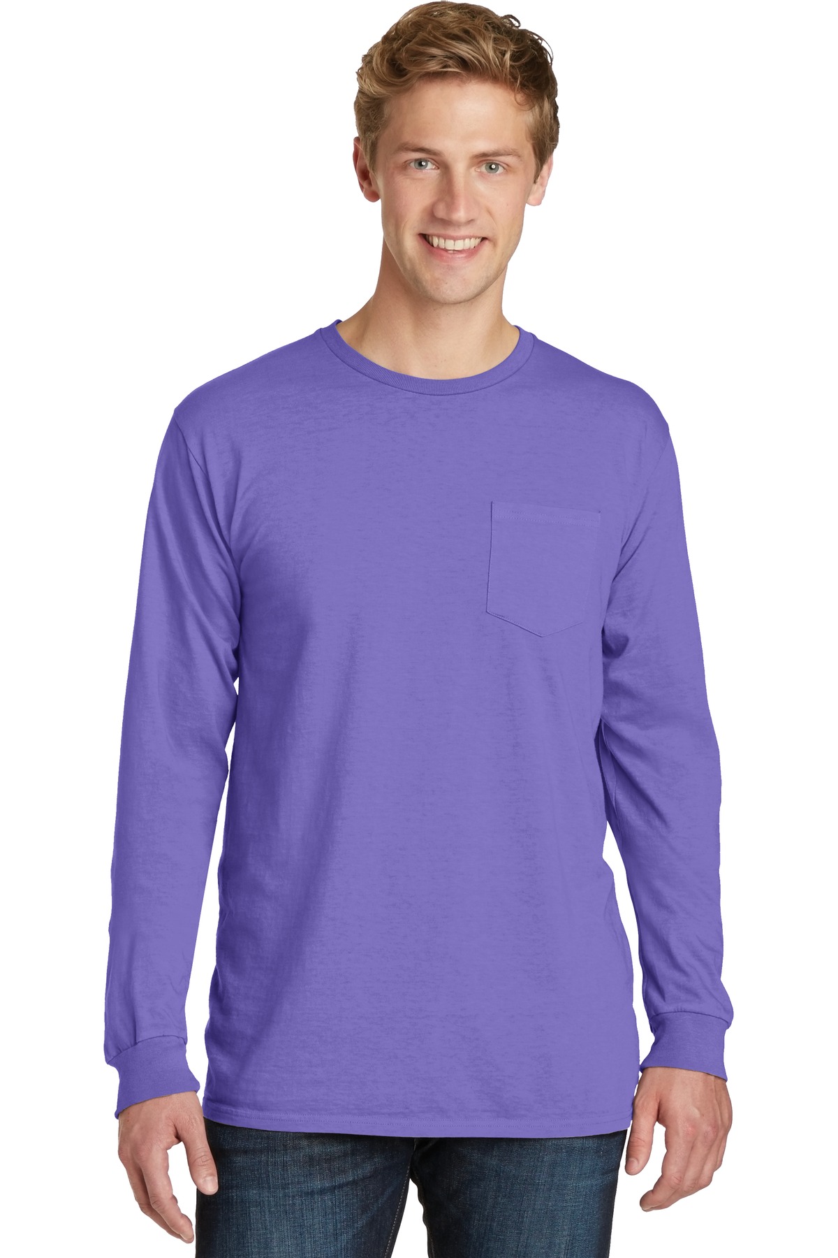 Port & Company &#174;  Beach Wash &#174;  Garment-Dyed Long Sleeve Pocket Tee  PC099LSP