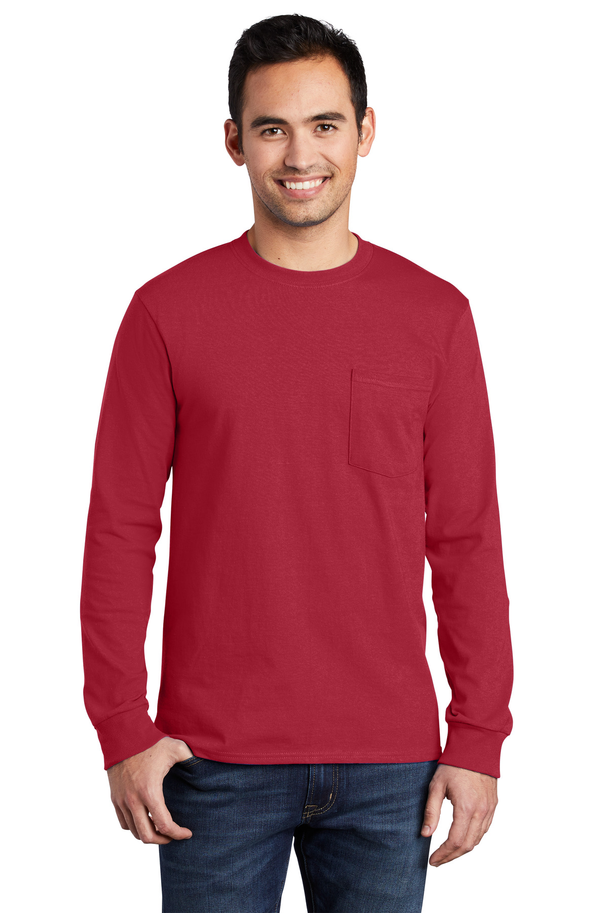Port & Co &#153;  Tall Long Sleeve Essential Pocket Tee. PC61LSPT
