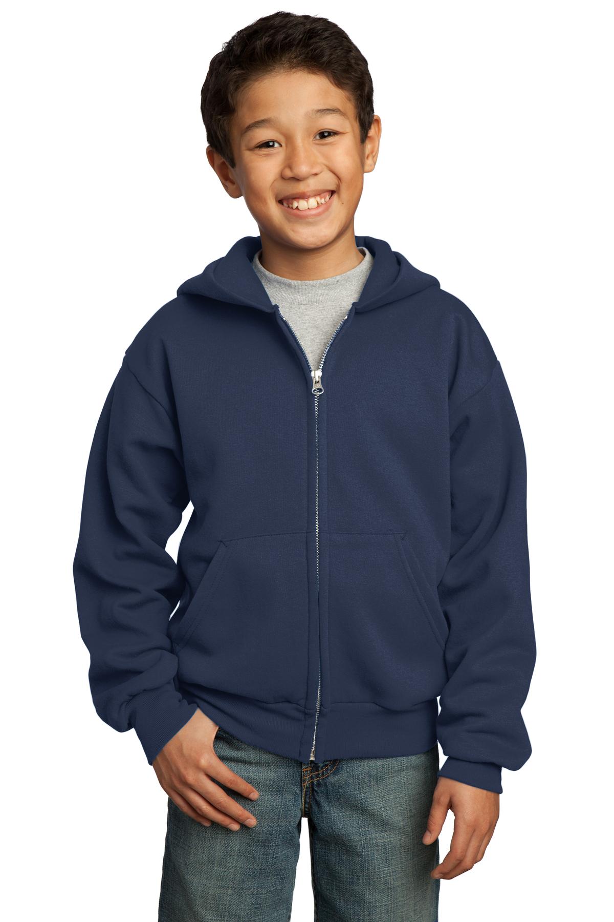 Port & Co &#153;  Youth Core Fleece Full-Zip Hooded Sweatshirt.  PC90YZH