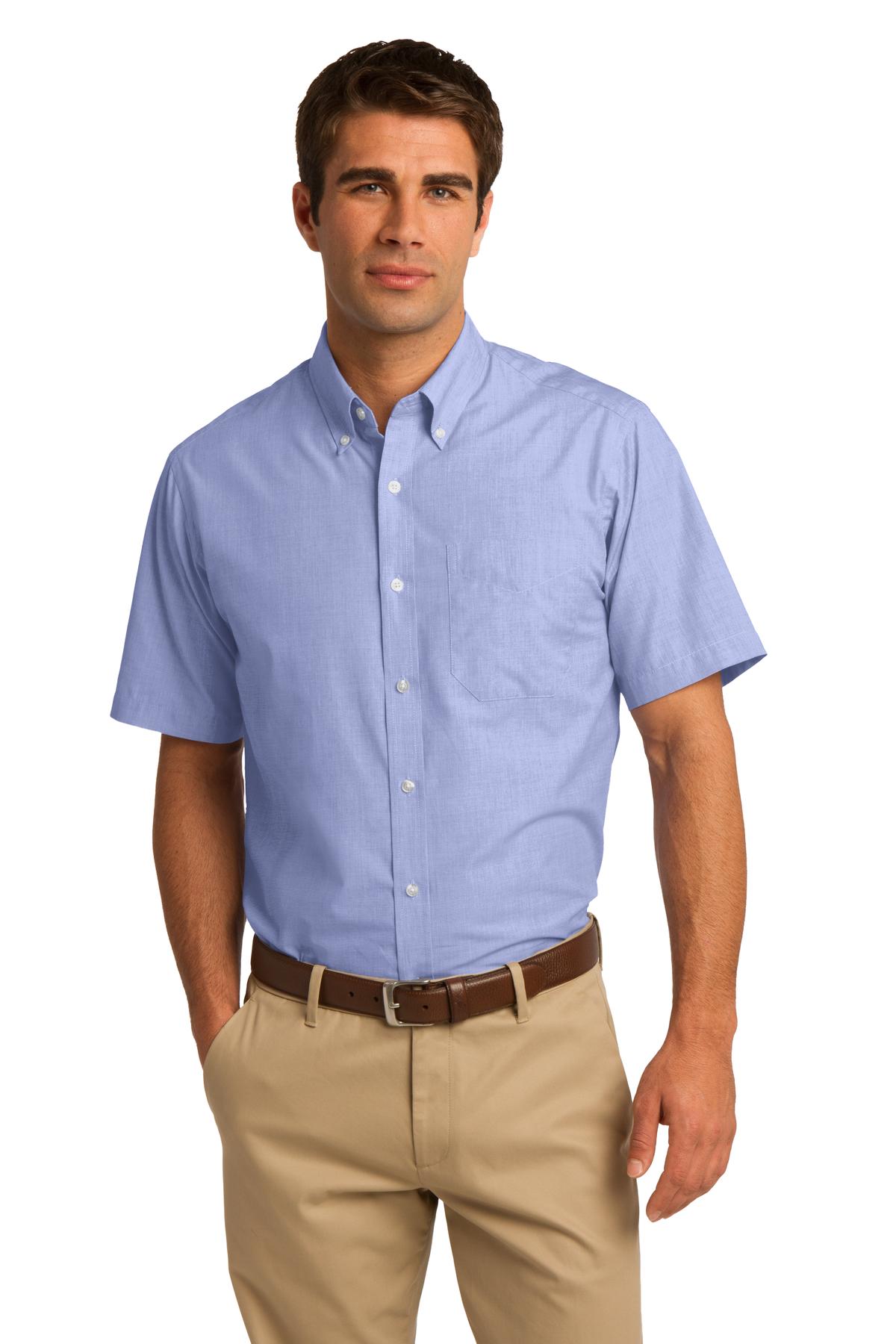  DISCONTINUED  Port Authority &#174;  Short Sleeve Crosshatch Easy Care Shirt. S656