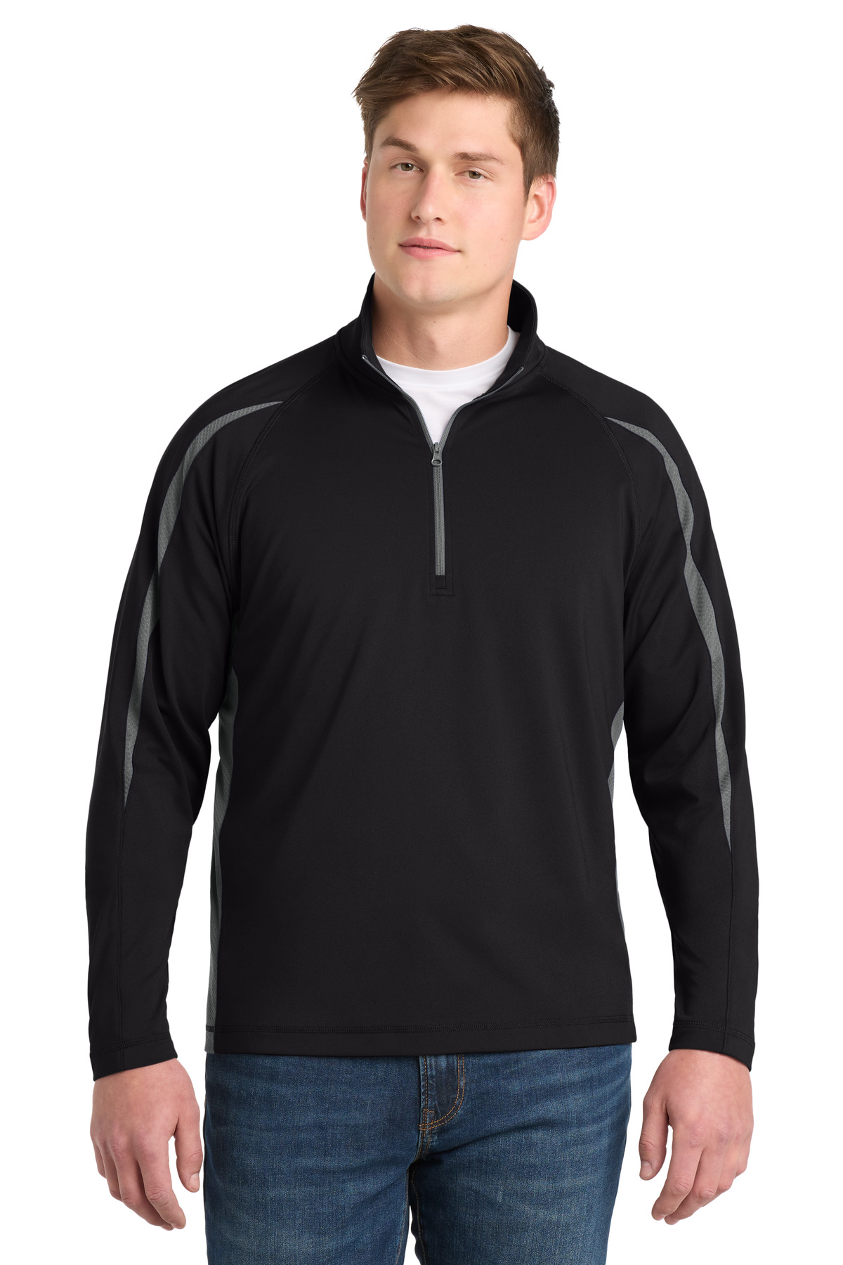 Sport-Tek &#174;  Sport-Wick &#174;  Stretch 1/2-Zip Colorblock Pullover. ST851