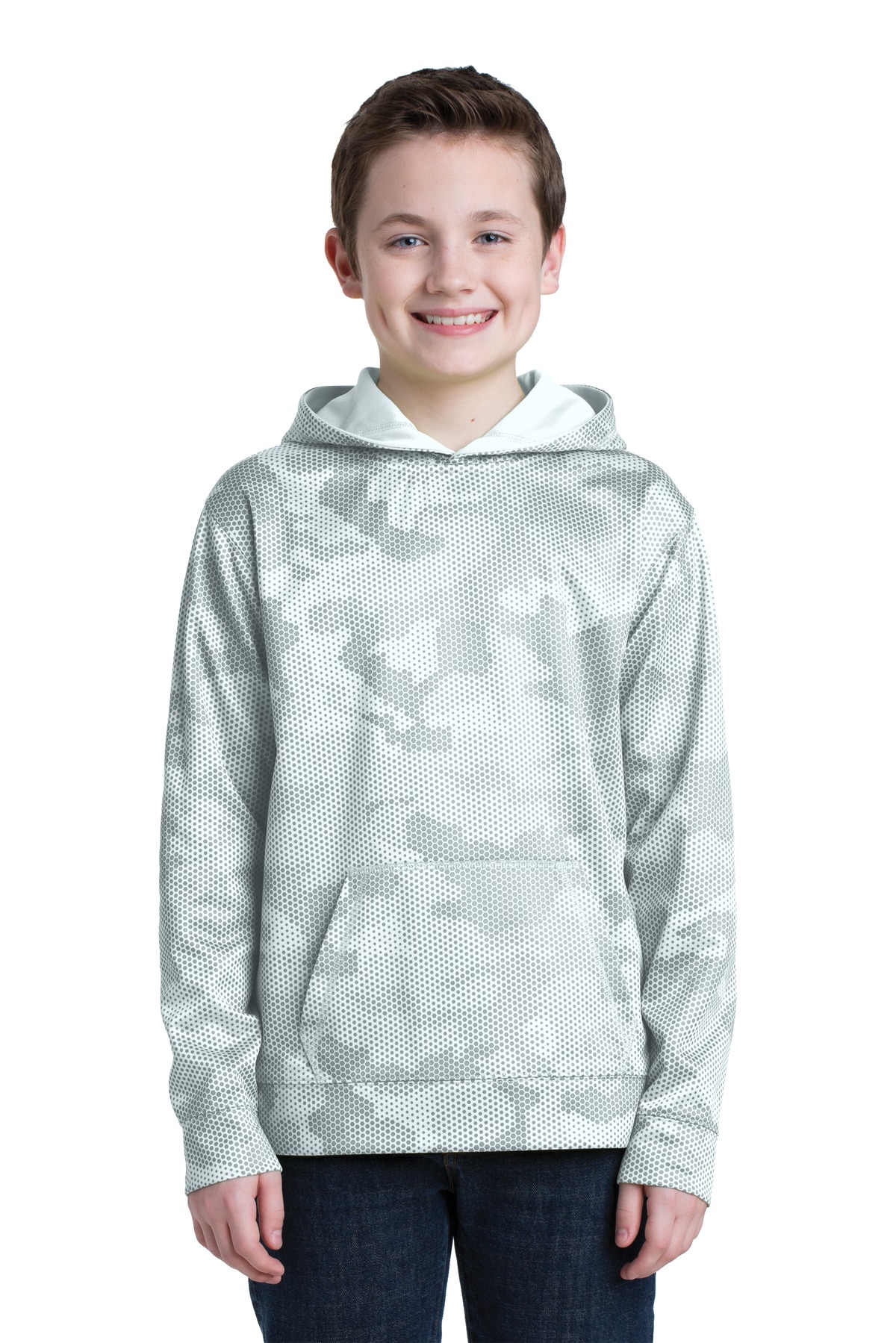 Sport-Tek &#174;  Youth Sport-Wick &#174;  CamoHex Fleece Hooded Pullover.  YST240